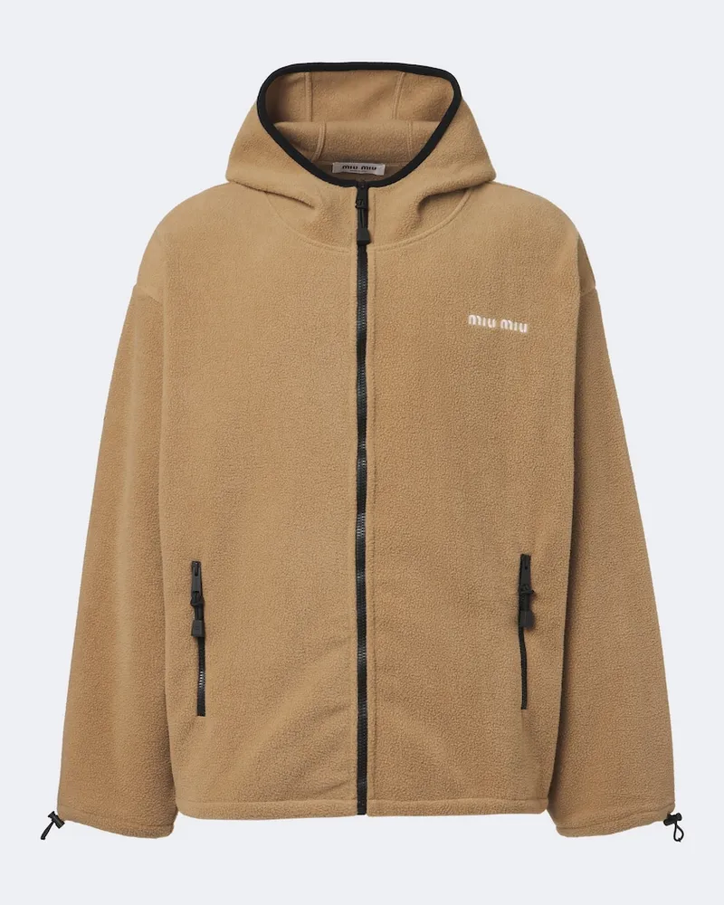 Miu Miu Giacca in pile con cappuccio Beige