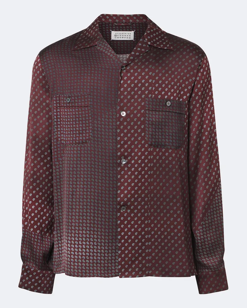 Maison Margiela Camicia in seta con stampa paisley Borgogna
