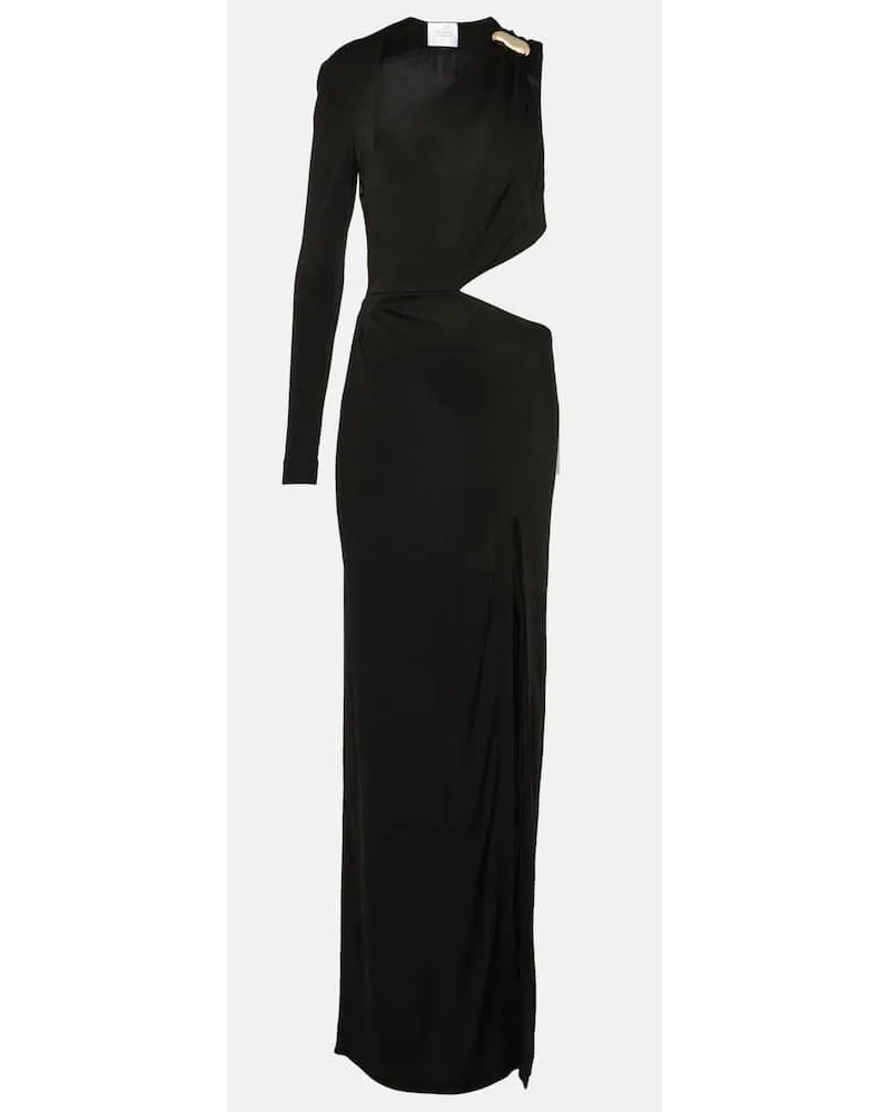 GALVAN Abito lungo monospalla con cut-out Nero