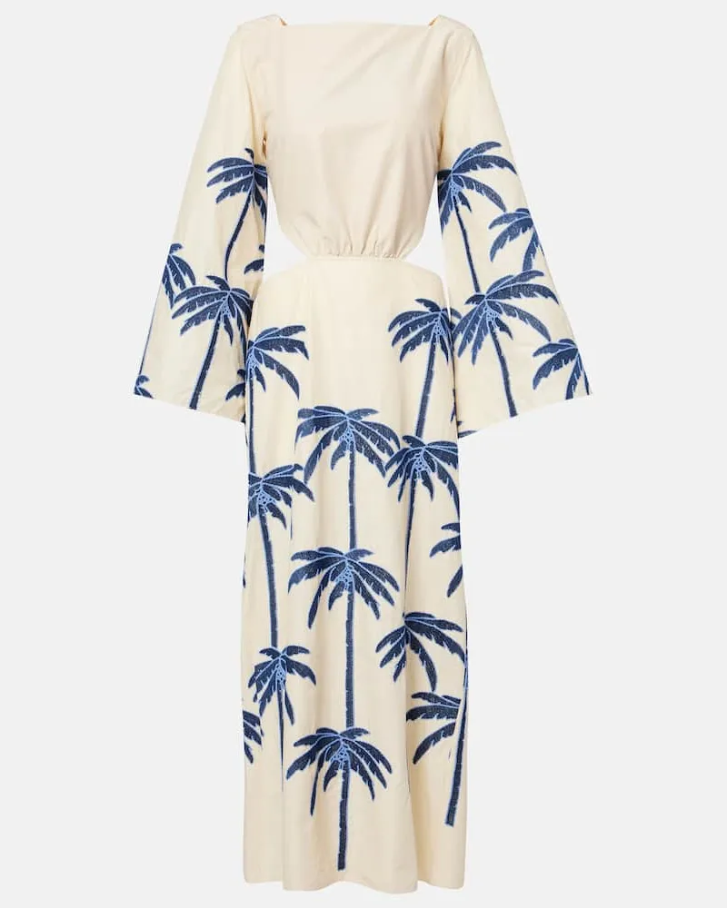 Johanna Ortiz Abito midi Journey in lino con cut-out Bianco