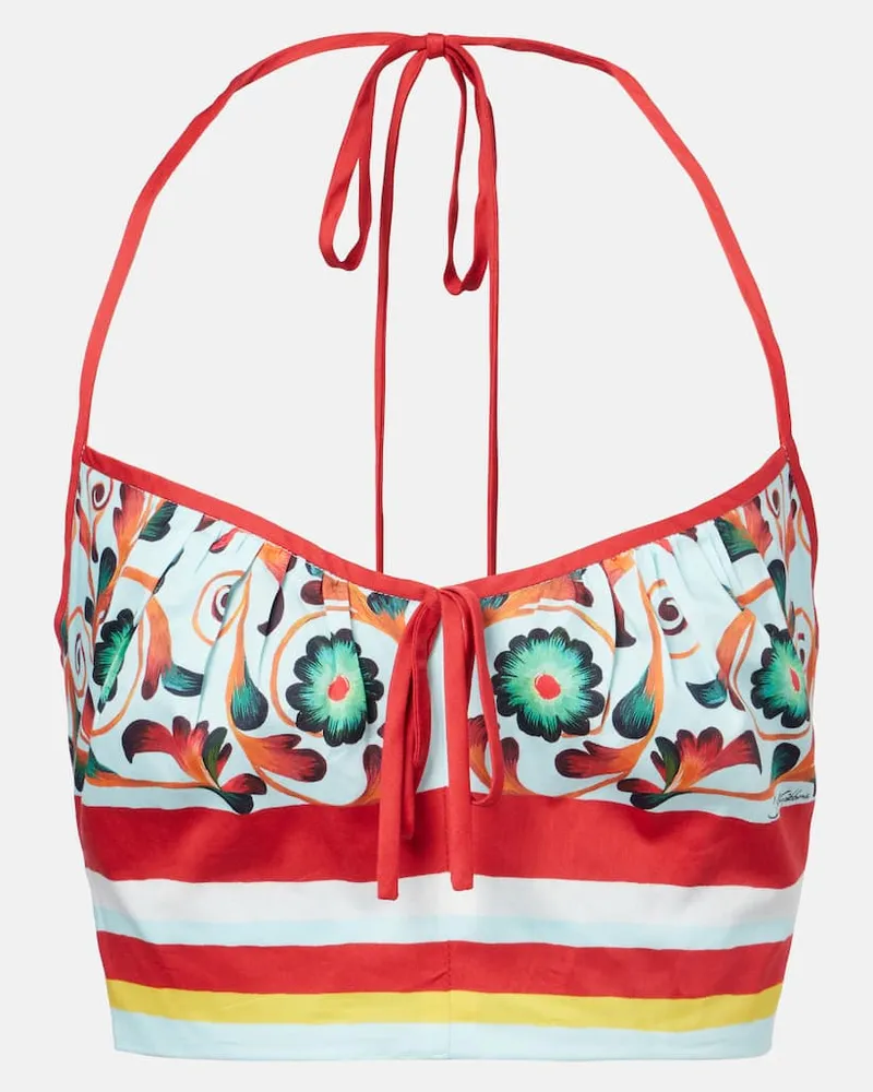 Dolce & Gabbana Top cropped in cotone con stampa Multicolore