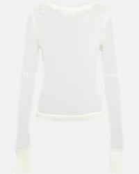 Jean Paul Gaultier Top in rete con paillettes Bianco