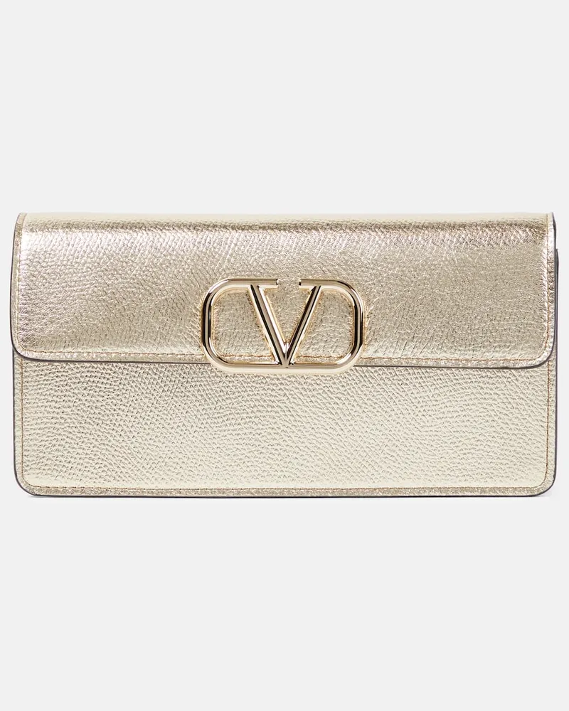 Valentino Garavani Portafoglio VLogo Small in pelle con tracolla Oro