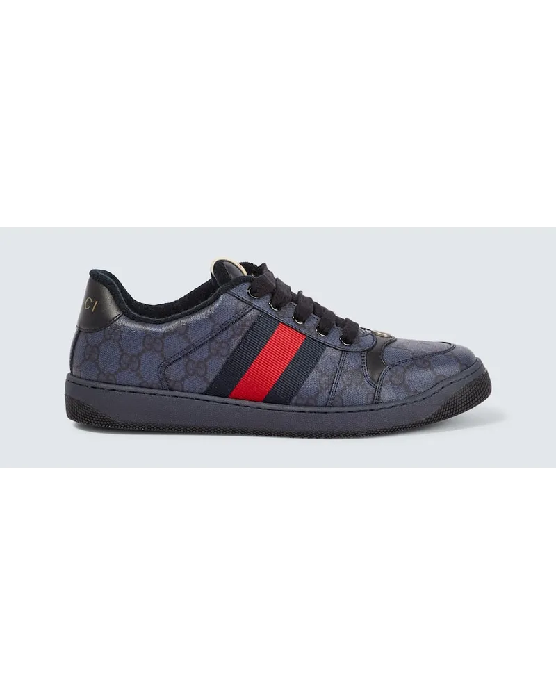 Gucci Sneakers Screener in canvas GG con pelle Blu