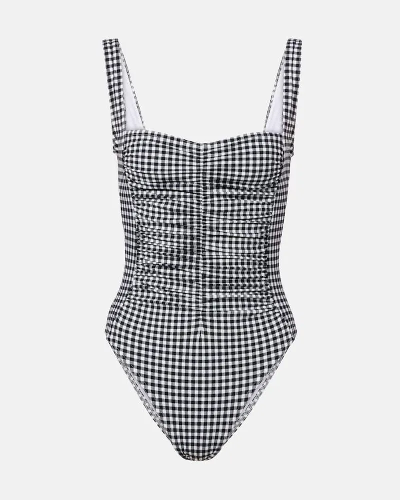 Karla Colletto Costume intero a quadri con ruches Nero
