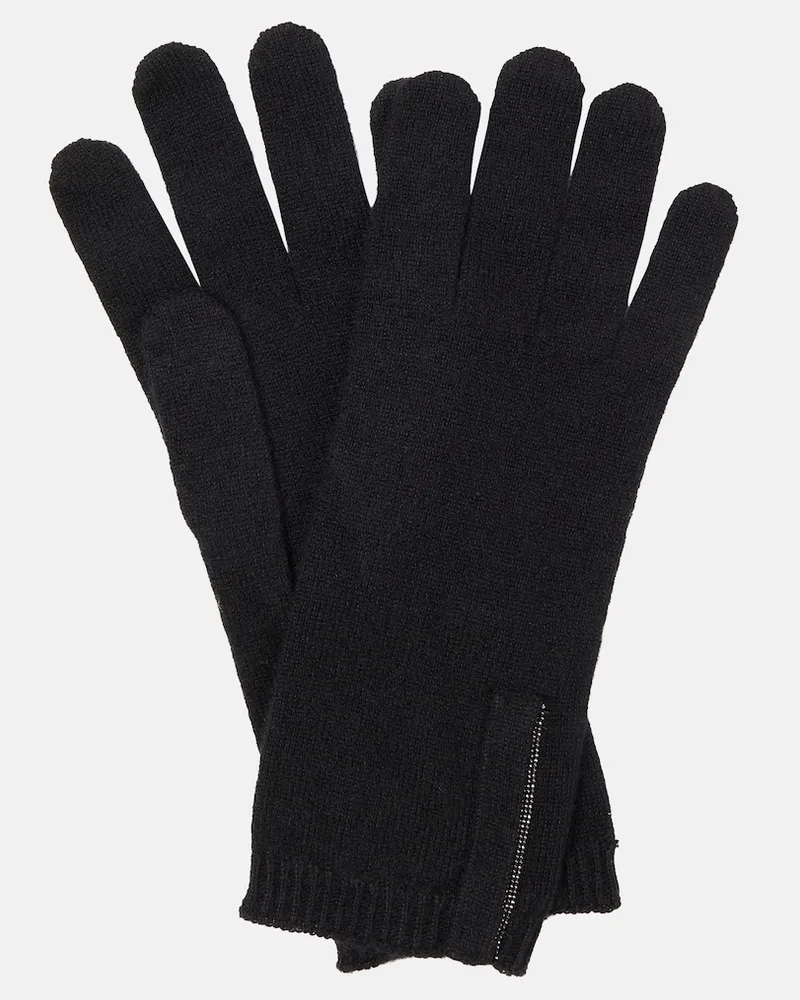 Brunello Cucinelli Guanti in maglia di cashmere Nero