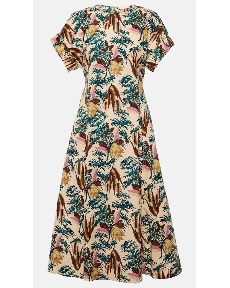 Ulla Johnson Abito midi Devon in popeline di cotone Giallo