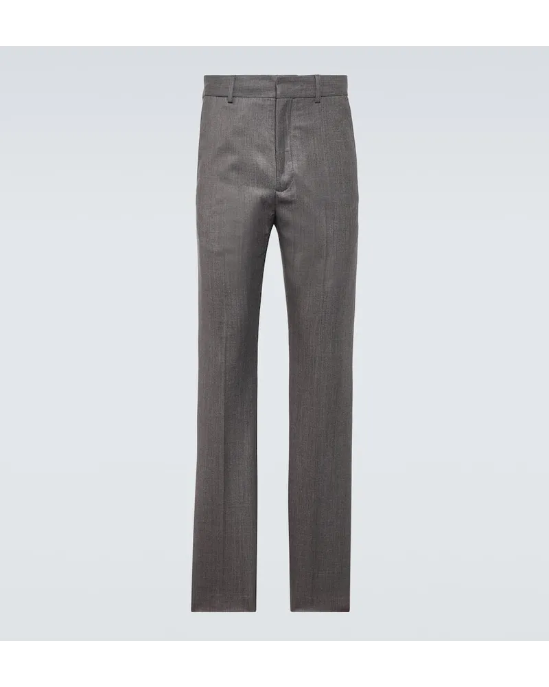 Acne Studios Pantaloni regular in misto lana a vita media Grigio