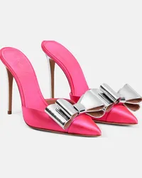 Giambattista Valli Mules Pop-Bow in raso con decorazione Rosa