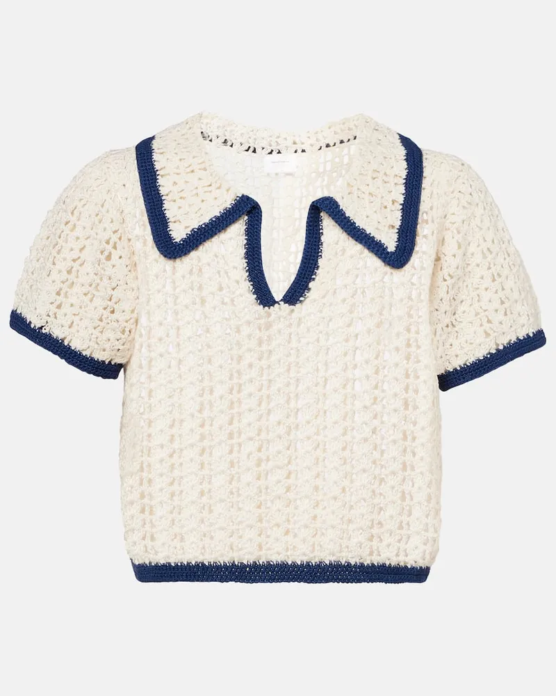 Anna Kosturova Polo Coastal in crochet di cotone Blu