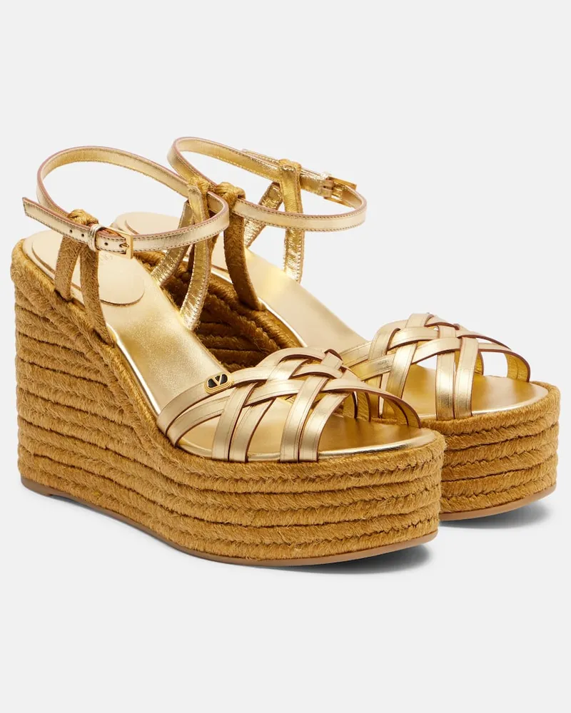 Valentino Garavani Sandali espadrillas VLogo in pelle Oro