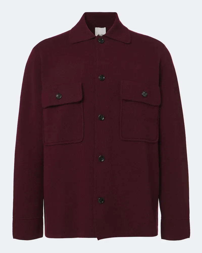 ALLUDE Cardigan in maglia di lana e cashmere Borgogna