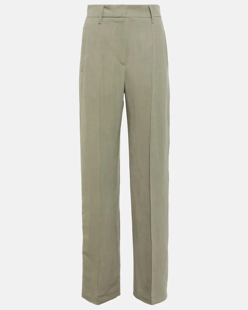 Brunello Cucinelli Pantaloni regular in twill Verde