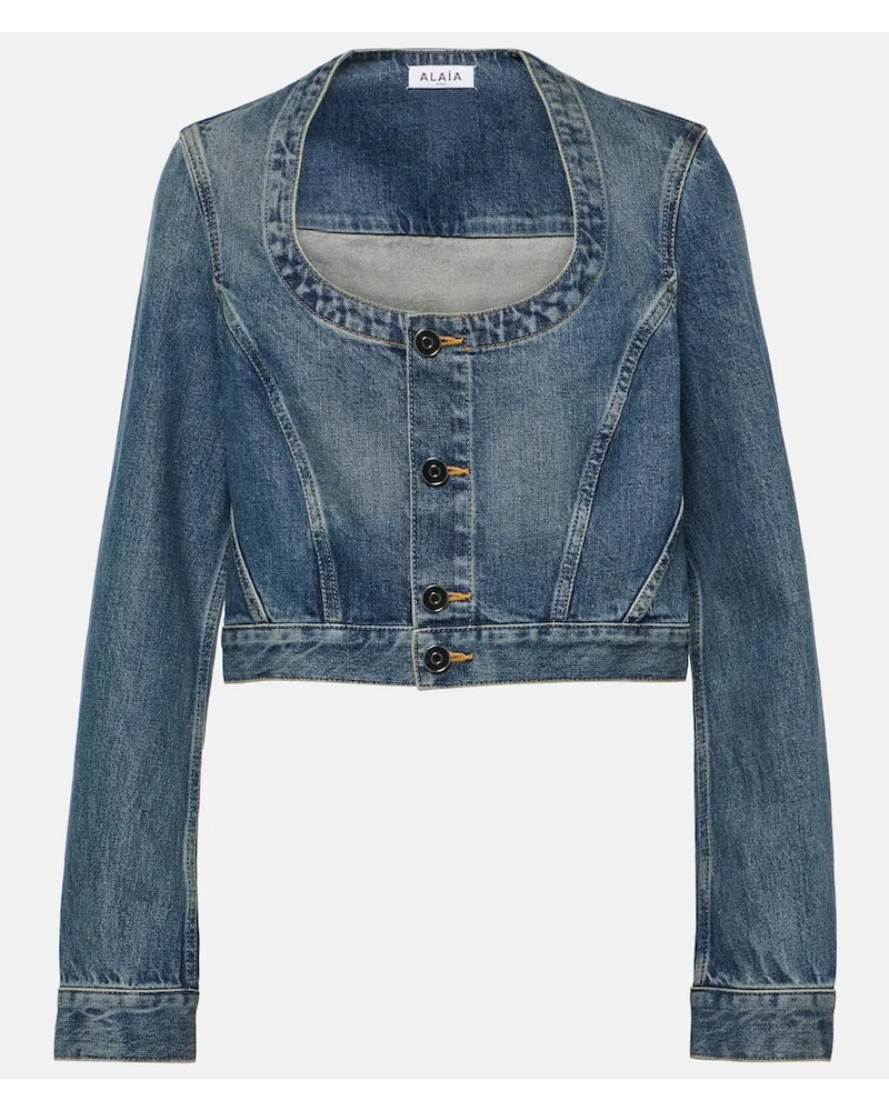 Alaïa AlaÃ¯a Giacca di jeans cropped Blu