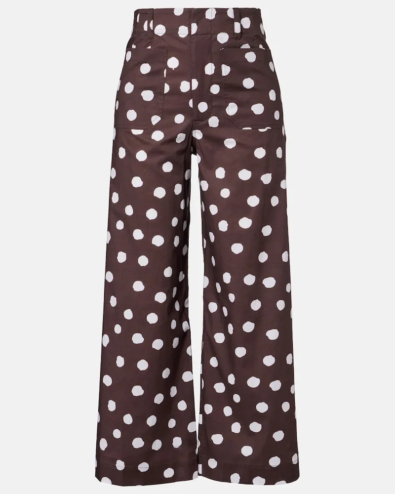 Adriana Degreas Pantaloni in misto cotone a pois Marrone