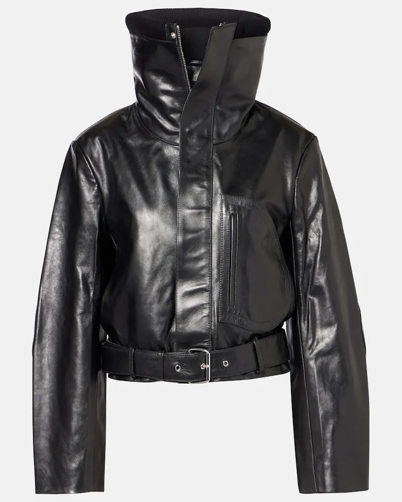 Victoria Beckham Giacca biker cropped in pelle Nero