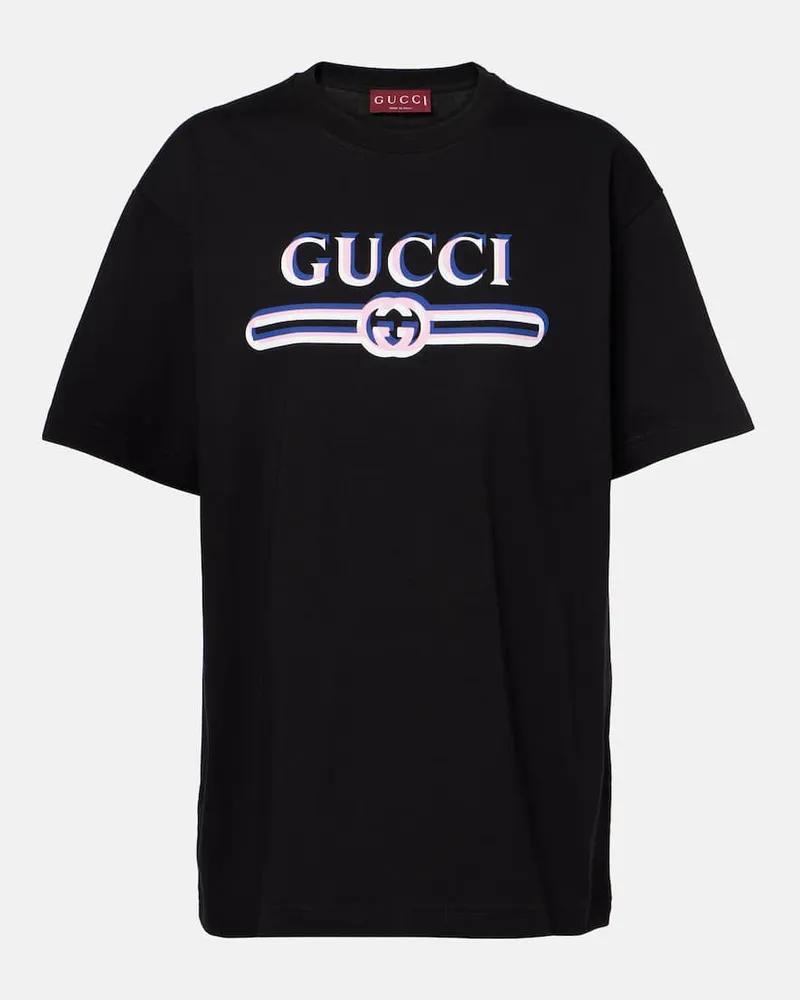 Gucci T-shirt in jersey di cotone con stampa Nero