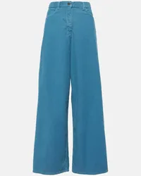 The Row Pantaloni a gamba larga Chan in velluto Blu