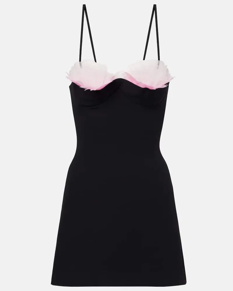 David Koma Abito corto in cady con piume Nero
