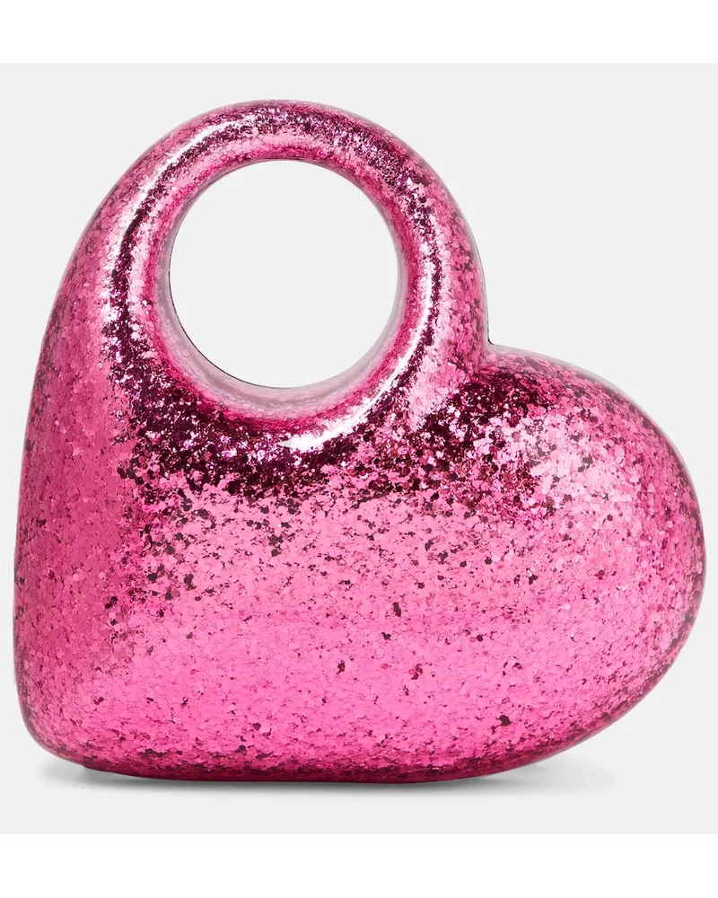 Aquazzura Borsa Heart con glitter Rosa