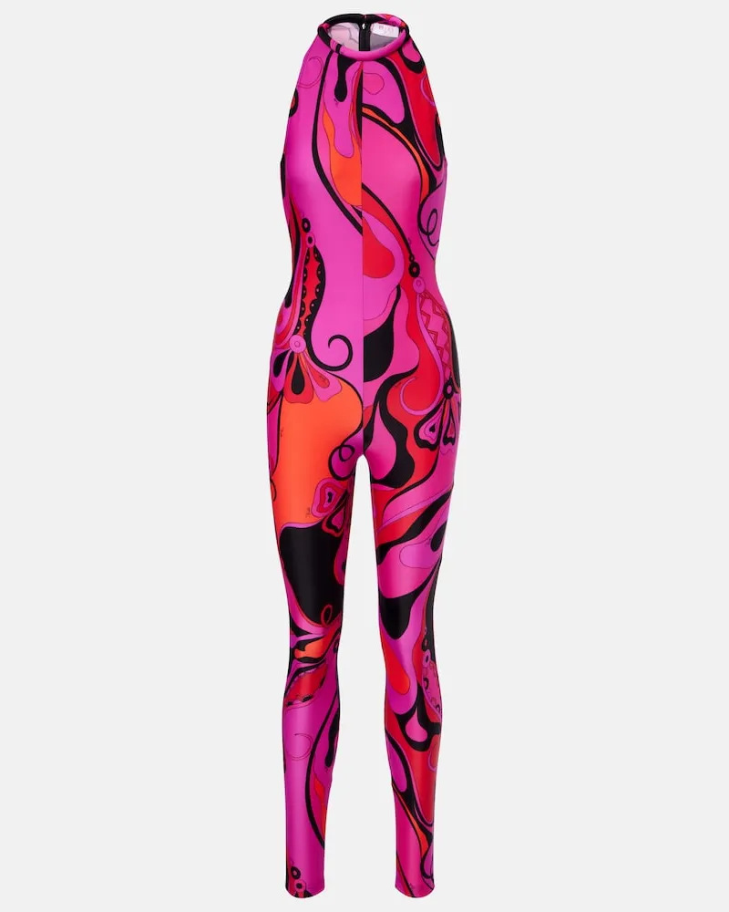 Emilio Pucci Jumpsuit Orchidee con scollo all'americana Rosa