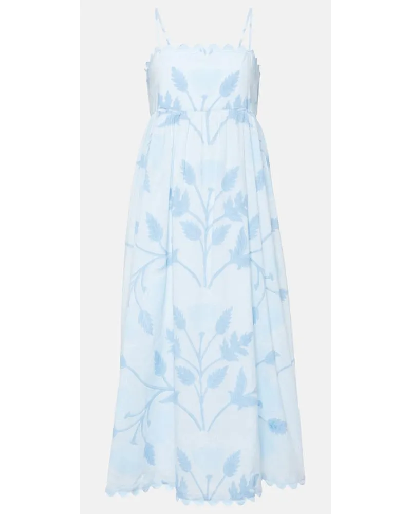 Juliet Dunn Abito midi in cotone con stampa Blu