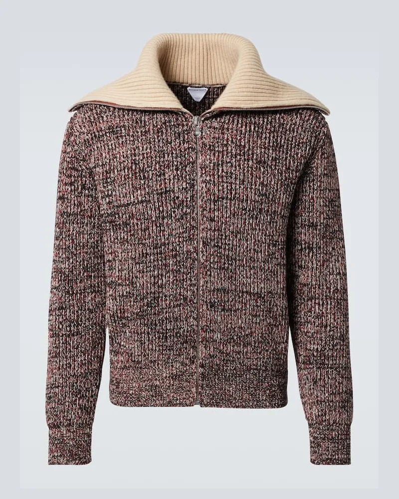 Bottega Veneta Pullover in lana e cotone a coste Borgogna