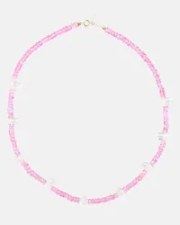 Roxanne First Collana The Feeling Lucky in oro 9kt con amazzonite e quarzo Rosa