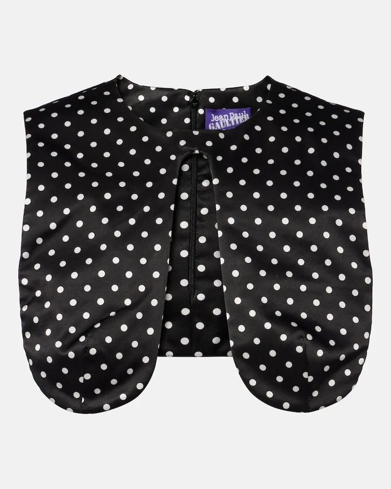 Jean Paul Gaultier Top cropped in seta a pois Nero