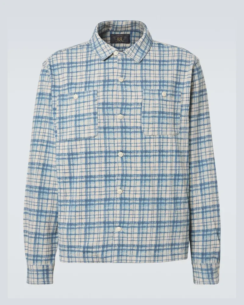 RRL Camicia in jersey di cotone e lino a quadri Blu