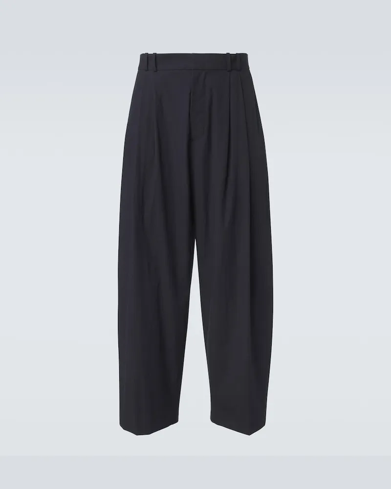 Studio Nicholson Pantaloni Line in cotone a gamba larga Blu