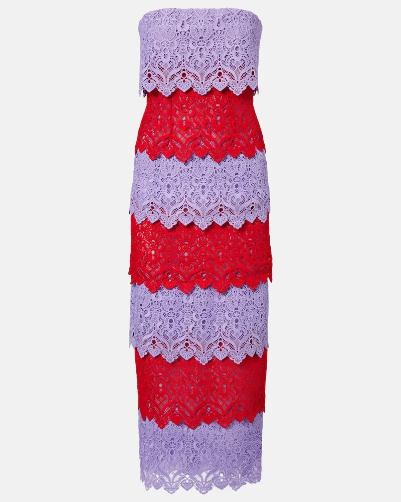 Carolina Herrera New York Abito da cocktail in pizzo Rosso
