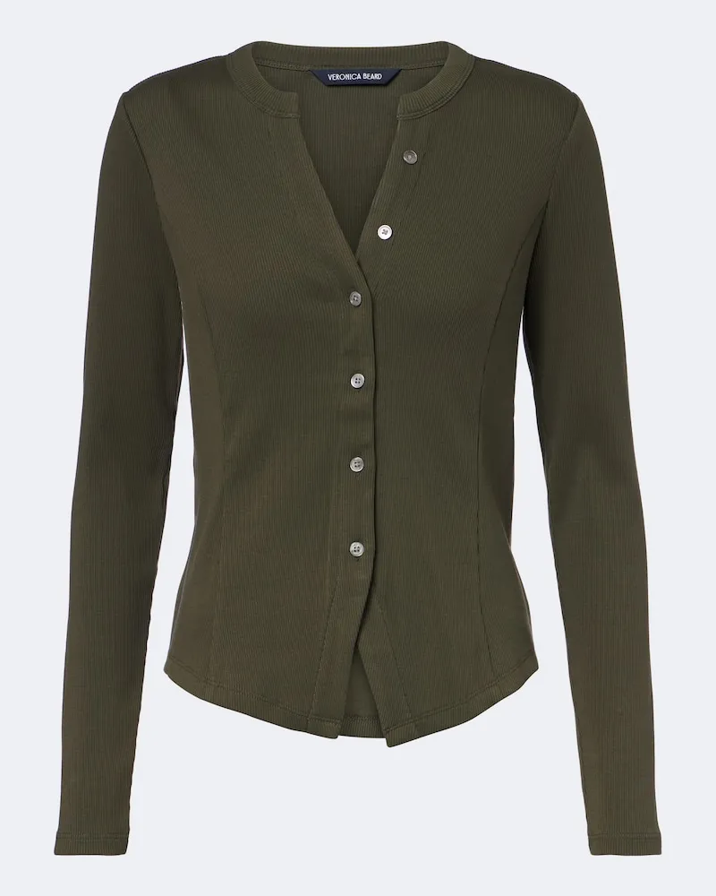 Veronica Beard Cardigan Cordis in misto cotone a coste Verde