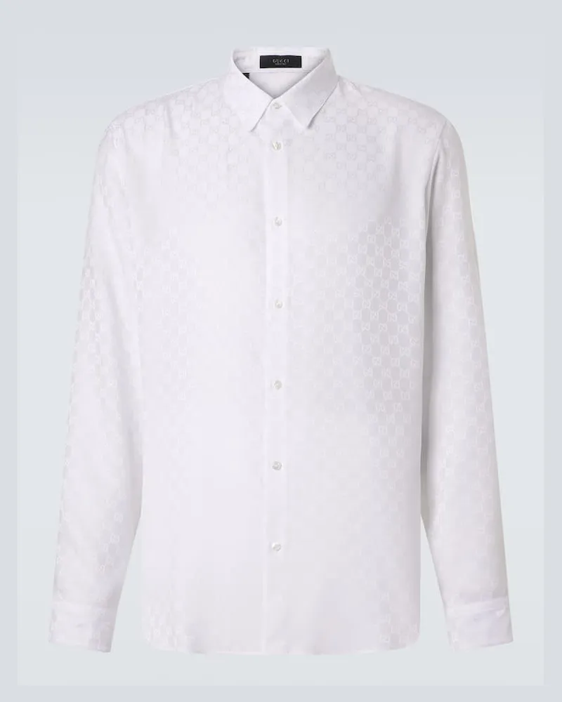 Gucci Camicia in jacquard di seta GG Bianco
