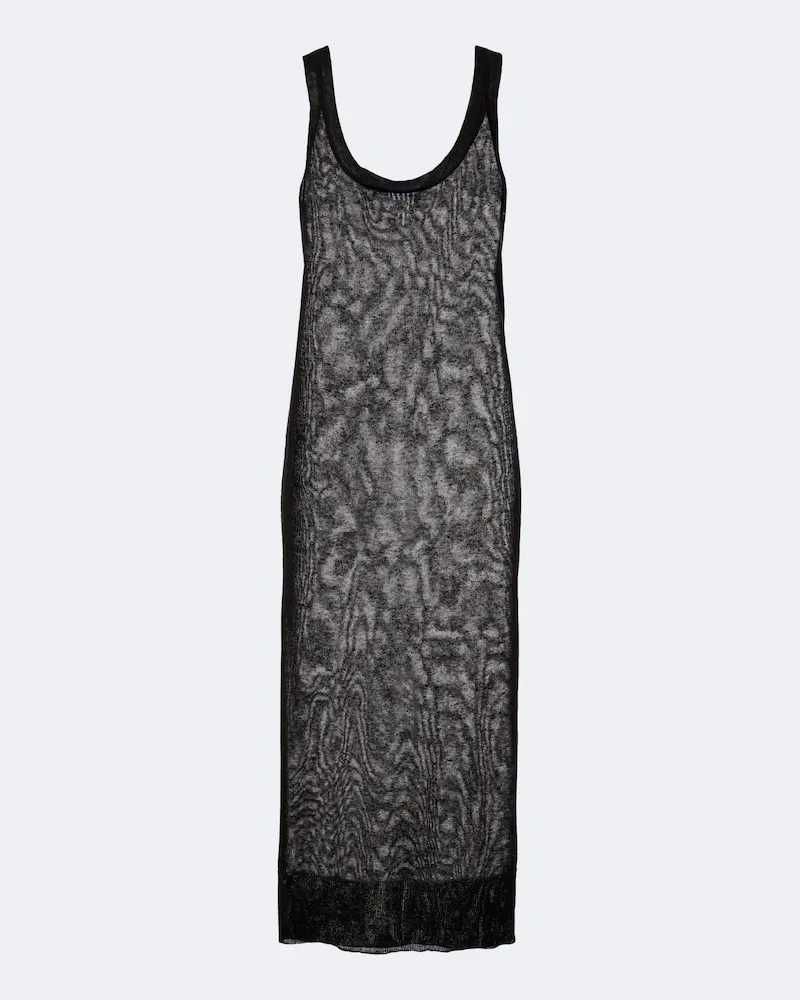Alaïa Alaïa Abito midi in lino e seta Nero