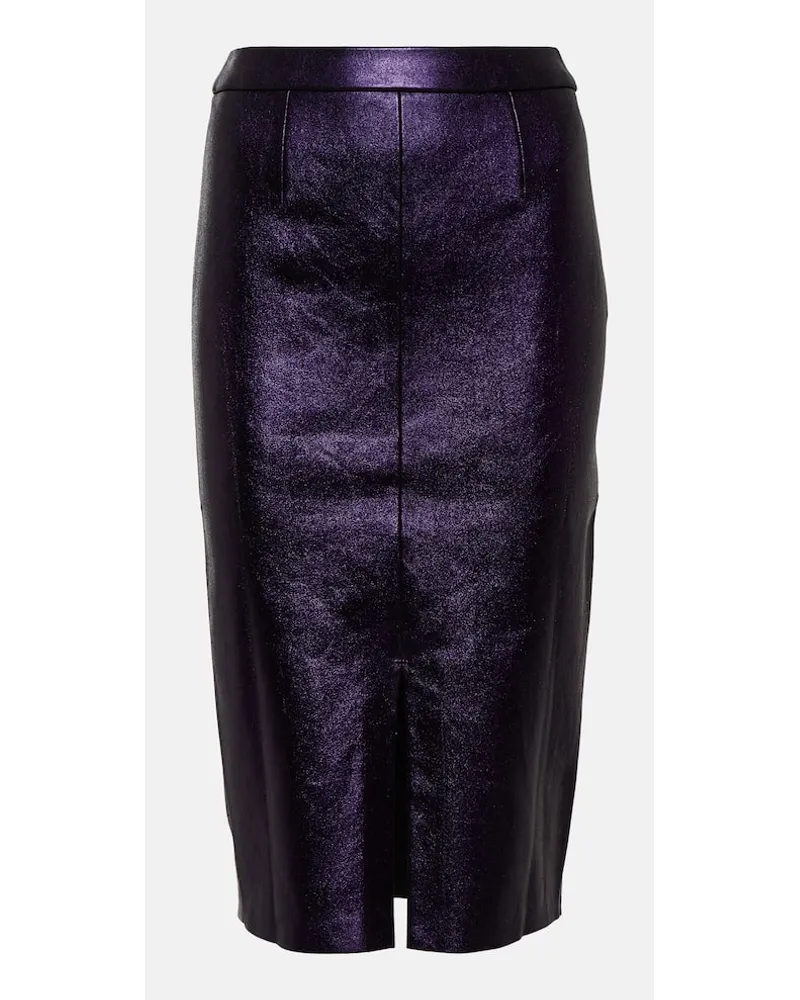 Stouls Gonna midi Carmen in pelle metallizzata Blu