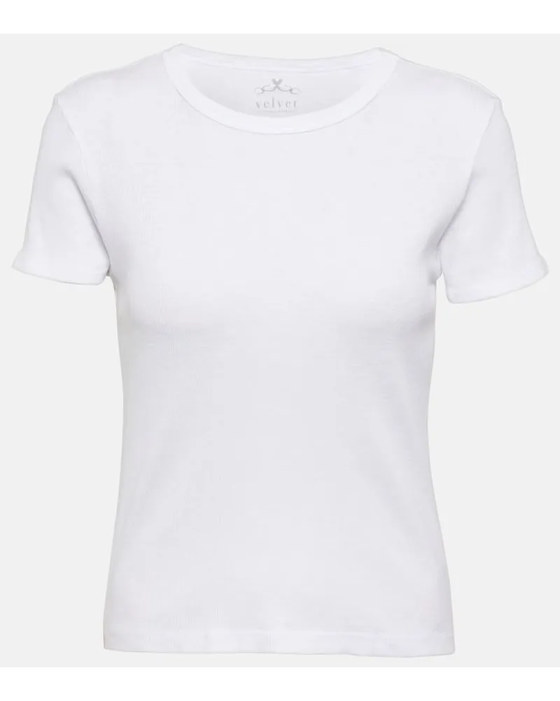 Velvet T-shirt Brenny in jersey di cotone Bianco