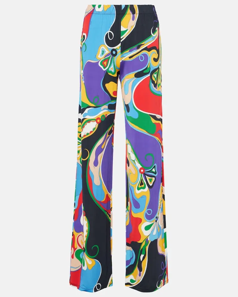 Emilio Pucci Pantaloni regular Orchidee in raso di jersey Multicolore