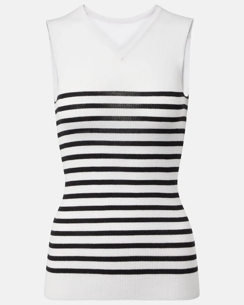 KHAITE Top Renato in misto lana a righe Bianco