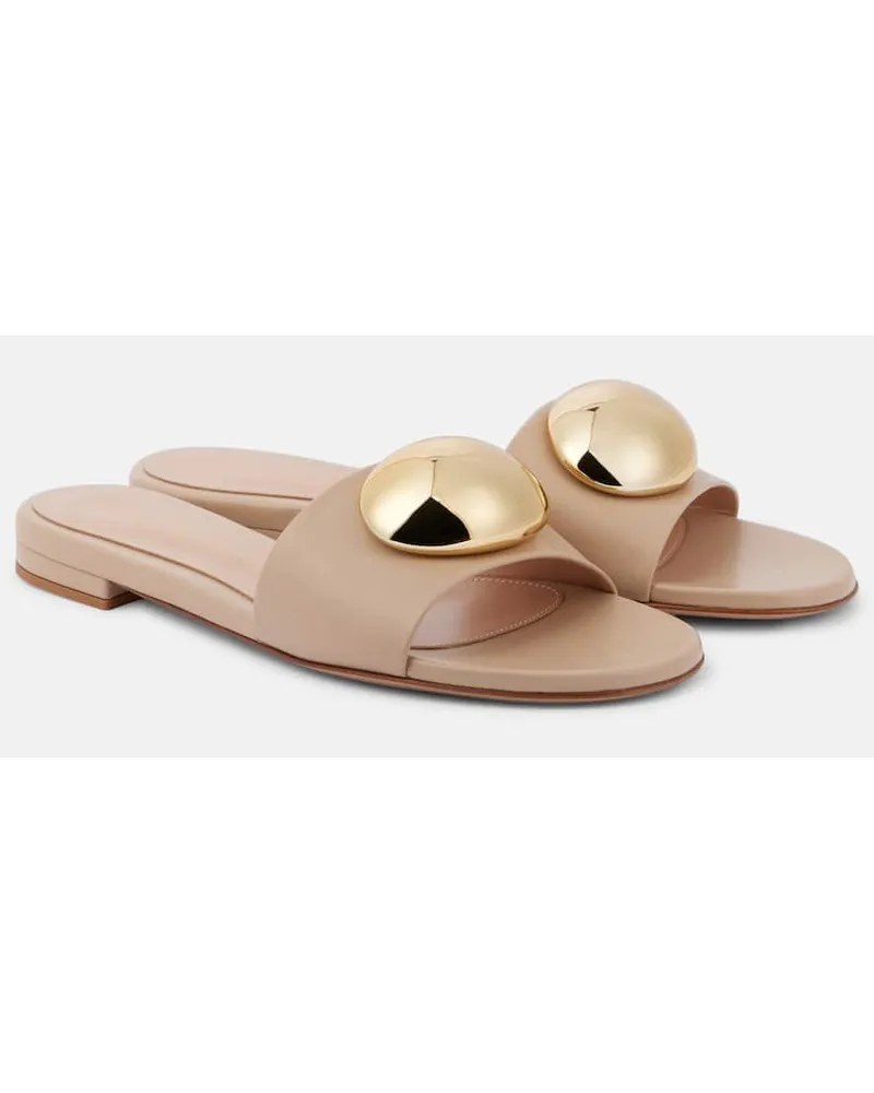 Gianvito Rossi Sandali in pelle con decorazioni Marrone