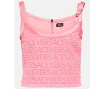 Versace Top cropped Safety Pin in cotone Rosa