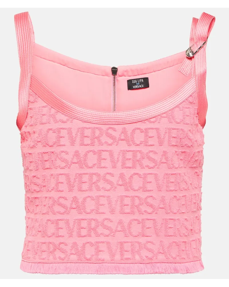 Versace Top cropped Safety Pin in cotone Rosa