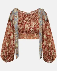 Zimmermann Top cropped Chintz in seta Arancione