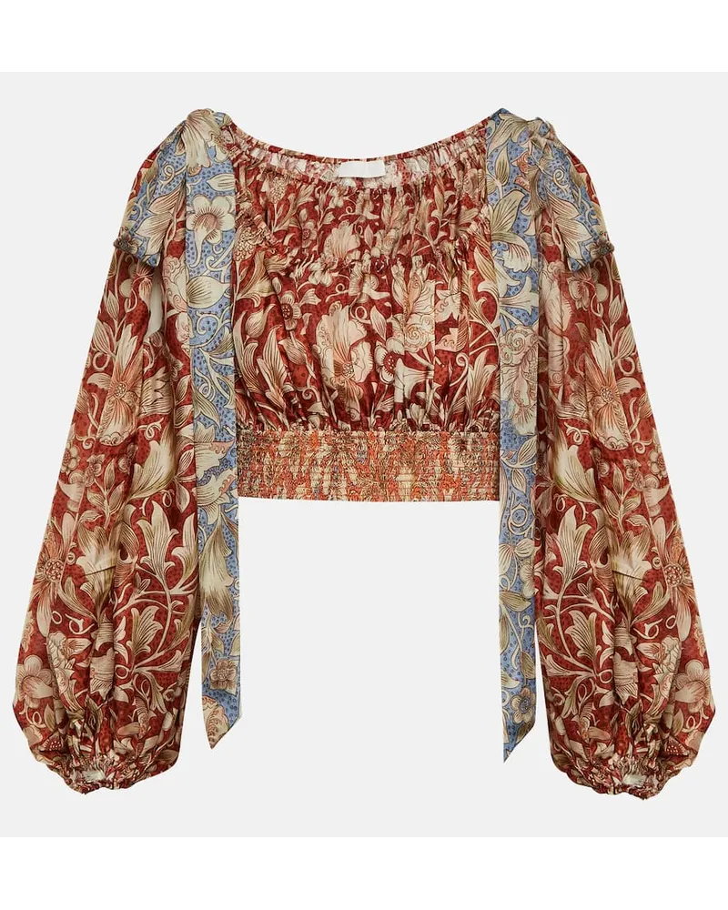 Zimmermann Top cropped Chintz in seta Arancione