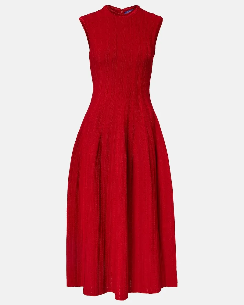 Ralph Lauren Abito midi in misto seta Rosso