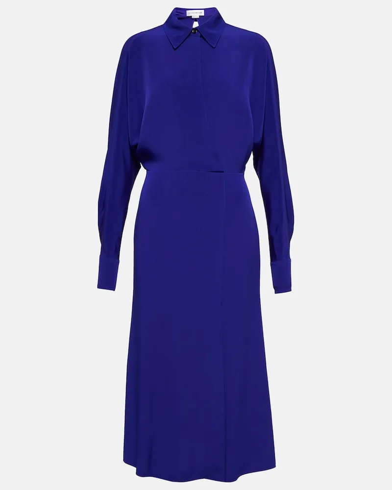 Victoria Beckham Abito midi a portafoglio in cady Blu