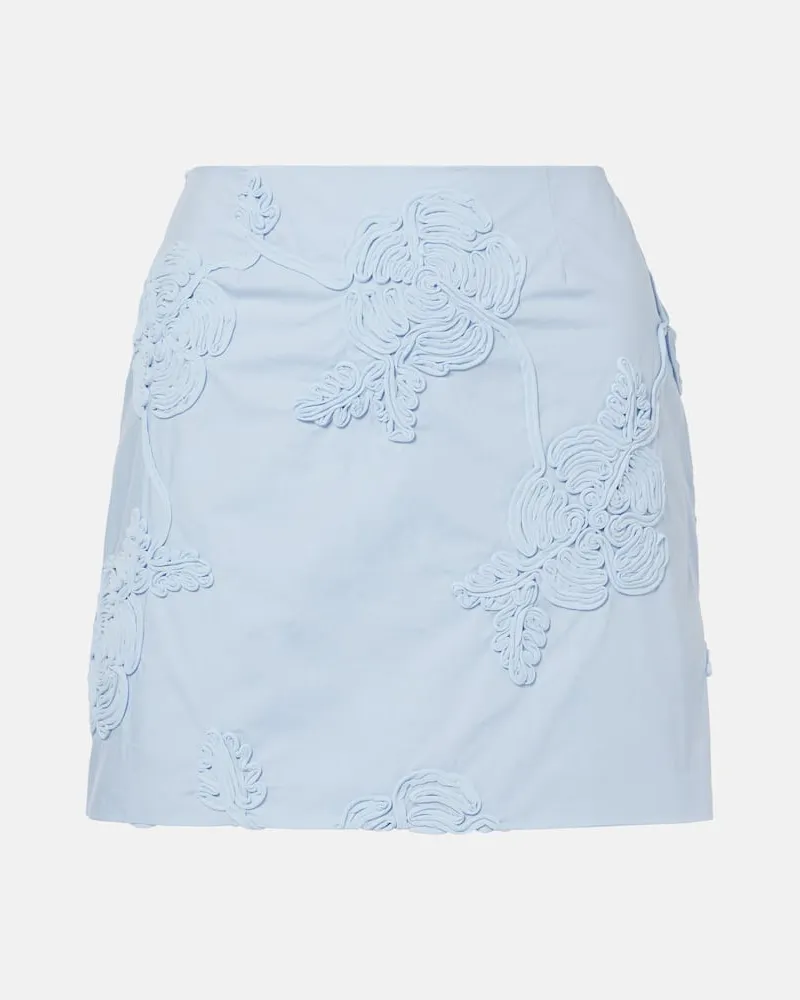 ROTATE Birger Christensen Minigonna in cotone con ricamo floreale Blu