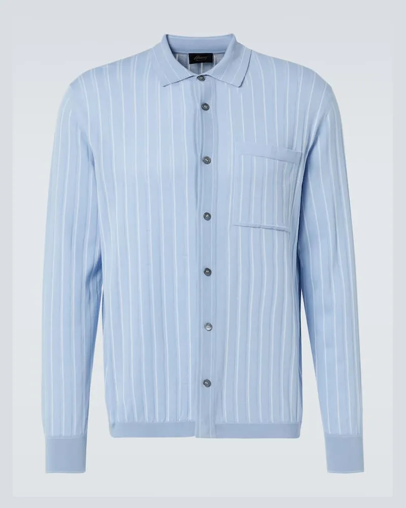 Brioni Cardigan in cotone, seta e lino Blu