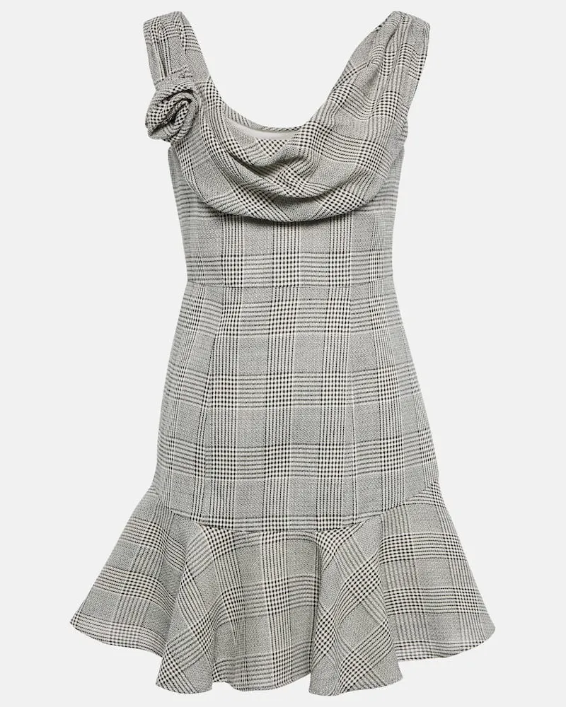 Alessandra Rich Miniabito Prince De Galles in lana Grigio