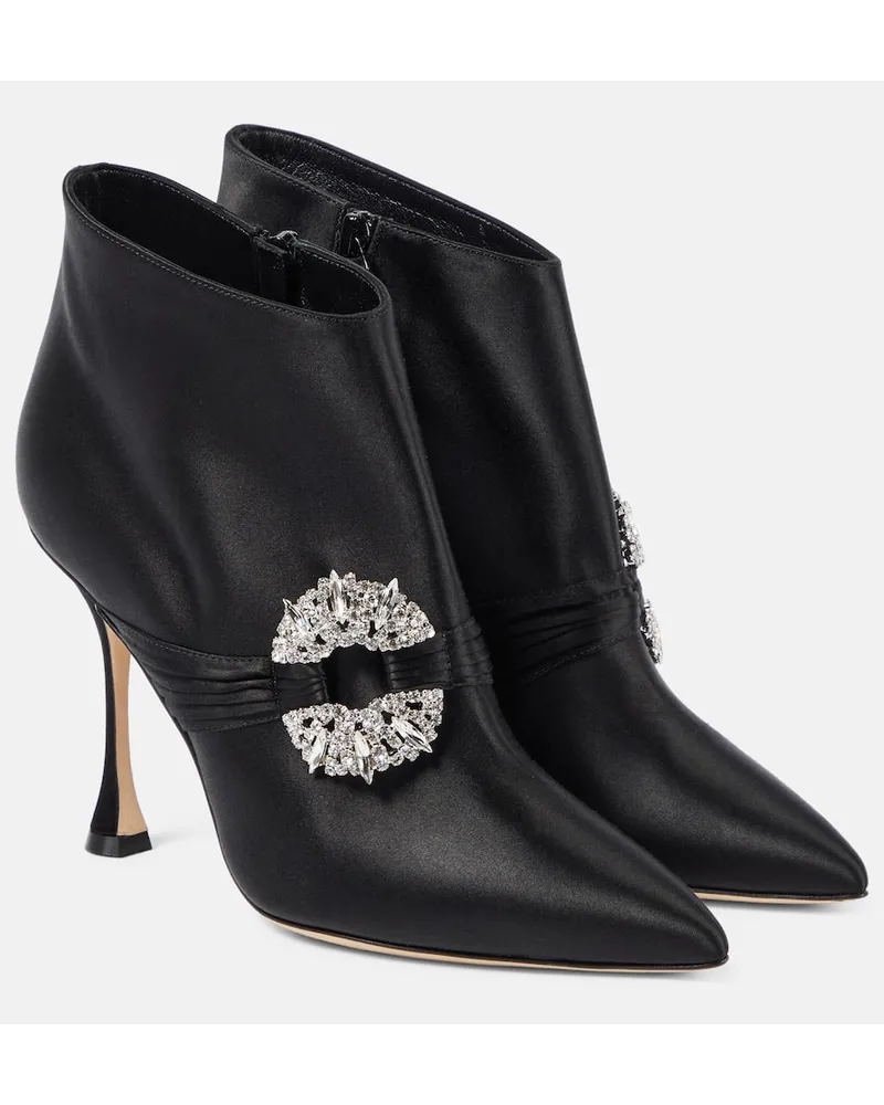 Manolo Blahnik Stivaletti Prabina 105 con cristalli Nero